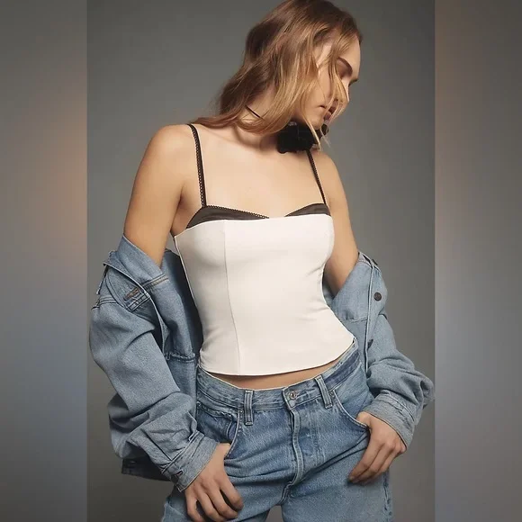 Reformation Melanie Top White and Black Camisole - Picture 2 of 7